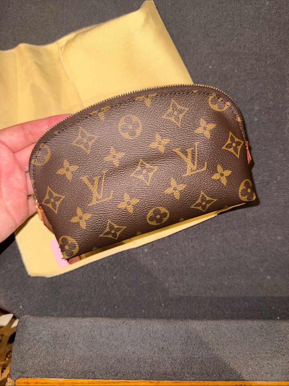 Louis Vuitton Monogram Cosmetic Pouch in Brown and Gold